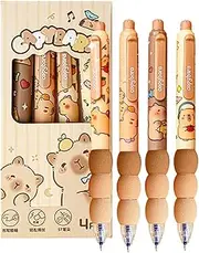 Tuxuseo Cute Capybara Pens, 4 Pieces Cute Retractable Pens, Cartoon Capybara Erasable Pen Set, Capybara Pens Ink Pen for School, Office, Stationery, Capybara Theme Party