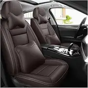 UQABS Universal Leather Car Seat Covers for Renault Captur Capture Captur S Clio Clio 4 Clio 4 S Clio 5 Duster Viola, Compatible with Side Airbag - Brown