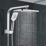 ACA 12" Rain Shower Head Set Head Handheld Gooseneck Arm Set Rectangle Chrome WELS High Pressure