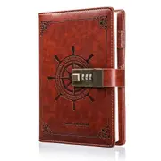 B6 Vintage Notepad Notebook Diary Daily Memos Planner Agenda Notebook with Lock Password Office School Students Supplies