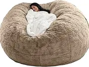UYSOFRCV Extra Large Bean Bag Covers (Without Filling), Washable Premium Soft PV Velvet Sturdy Zipper Beanbag Case for Stuffed Animal Storage or Memory Foam,Light Brown,5ft(130 * 60cm)