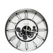 London Modern Moving Cogs Clock Black & White