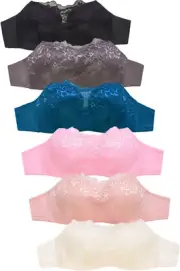 6 pcs Wired Demi Camisole Lace Front Cover Cami Bra 32B 34B 36B 38B
