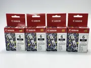 Genuine Cannon Black 6 Replacement Ink Cartridge BCI-6BK - 4 PACK - NEW SEALED