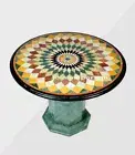 2' black Marble coffee Table Top malachite Inlay with Marble stand decor room