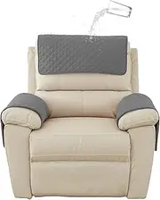 [GYHH] Sofa Armrest Cover, Headrest Cover for Recliner Chair Arm Cover,Armchair Slipcover Nonslip Quilted Furniture Protector for Pets Leather Sofa Couch (Dark Gray,1 Seat Recliner | 3 pc)