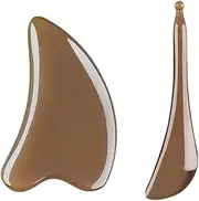 Ciieeo Gua Sha Scraping Massage Tool, 2Pcs Ox Horn Guasha Board SPA Massage Acupoint Massaging Pen Chinese Scraper Tools Random Style