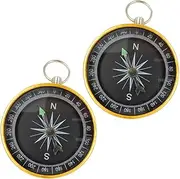 BESPORTBLE 1 Pair Compass Keychain Hiking Compass Vehicle Compass Compasses Compass Hiking Compass for Dive Compass Car Compass Dashboard Camping Survival Compass Golden Aluminum Alloy