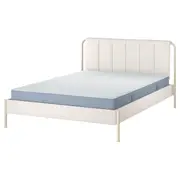 TÄLLÅSEN upholstered bed frame with mattress, Kulsta light beige/Valevåg firm, Double