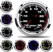 Turbo Boost Pressure Meter, Universal Turbo Boost Gauge Pointer 7 Colors LED Display -30-30 PSI 52mm Dia fit for 12V Car Truck Boat