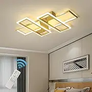 Jaycomey Dimmable Ceiling Lights, Gold Modern LED Ceiling Lamps Chandeleirs, 80W Acrylic Flush Mount Ceiling Light Fixture Living Room Lighting for Dinning Room Bedroom Kitchen