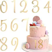 Acrylic Number Cake Topper 0-9 Number Cake Topper Number Block Cake Toppers 3.5 Inch Glitter Gold Cake Numbers Cake Decorations Cupcake Toppers for Birthday Wedding Baby Shower Party Supplies