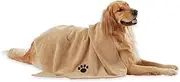 Bone Dry DII Microfiber Pet Bath Towel with Embroidered Paw Print, 44x27.5, Ultra-Absorbent & Machine Washable for Small, Medium, Large Dogs and Cats-Taupe
