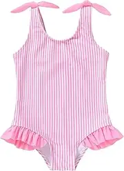 [YOUNGER TREE] Toddler Girl One Piece Swimsuit Color Block Stripe Swimwear Summer Beach Bathing Suit 12M-5T