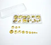 NOS Brass Clock Hand Washers Asst. 107 Pcs. Round/Square Hole Clockmaker Stock