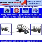 Millers Falls TWM Steel Mesh Dump Cart ATV Tandem Garden Tip Trailer 567KG 22ft3