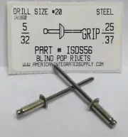5/32 BLIND RIVET DOMED HEAD .251-.375 GRIP STEEL RIVET STEEL MANDREL (1000)