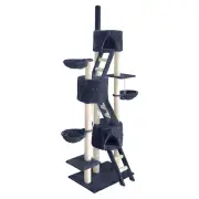 Cat Tree 244cm Tower Scratching Post Scratcher Trees Condo House Grey