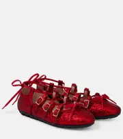[Simone Rocha] Simone Rocha Ghillie glitter ballet flats AU 6 red