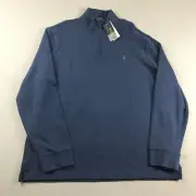 Polo Ralph Lauren Sweater Mens XL Blue Cotton 1/4 Zip Long Sleeves Pullover NWT