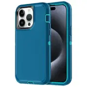 For Apple iPhone 15 Pro Case Drop Resistant Defender Tradies Heavy Duty Rugged Shockproof Tough Cover (Teal)