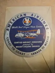 Vintage American Airlines CURTISS-WRIGHT CONDORS Sleeper Luggage Label RARE