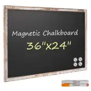 Board2by Rustic Wood Framed Magnetic Chalkboard 24 x 36, Large Hanging Chalk ...