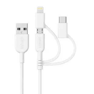 [3東京直購] Anker A8436 Powerline II 三合一 充電傳輸線 Lightning / Type C / Micro USB 90公分