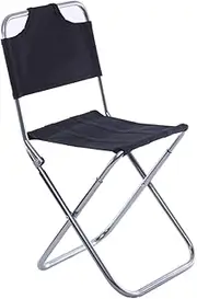 Sosoport Aluminum Alloy Collapsible Camping Stool Portable Folding Fishing Chair for Outdoor Activities Lightweight Durable with Backrest Black Silver for Travel