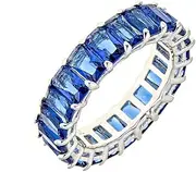 Maya J Eternity Ring - Emerald-Cut, with Artisan Fashioned Gemstones