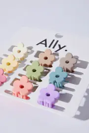 Multi 9 Pack Multi Flower Claw Clips - Size ONE, Women's Hair Accessory