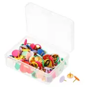 100pcs Push Pins, Plastic Decorative Thumb Tacks Golden Steel Point, Multicolor