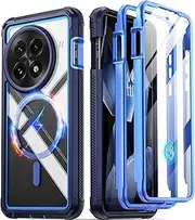 [Poetic] Guardian Case for OnePlus 13 5G, Built-in Screen Protector [Work with Fingerprint ID ], [2 Front Frame] Full Body Shockproof Rugged Clear Cover Case, Blue/Clear