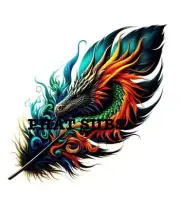Sublimation Print Dragon Feather Ready to Press Heat Transfer