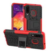 For Samsung Galaxy A50 /A50S Case, Shockproof Heavy Duty Tough Kickstand Protective Rugged Case Cover (Red)