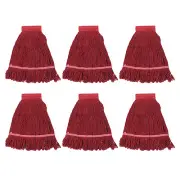 6Pcs Commercial Mop Head Replacement, Cotton String Mop Head, Red