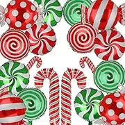 Christmas Candy Balloon Set Candy Cane Mylar Balloons Red Green Sweet Candies Theme Birthday Decor Supplies 18 Pcs
