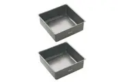 2x Mastercraft 23cm Heavy Loose Base Deep Non-Stick Square Cake Pan Baking Black
