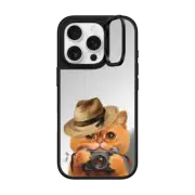iPhone 16 Pro Mirror Ring Stand Case MagSafe Compatible Amber Cat by LeonLollipop