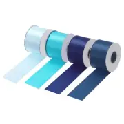 4 Rolls Satin Ribbon, 1 1/2" 10 Yards Light Blue/Lake Blue/Dark Blue/Navy Blue