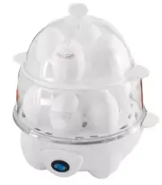 DASH DELUXE EXPRESS 12 EGG TWO-TIER EGG COOKER WHITE OMELET DEVILED POACHED NEW