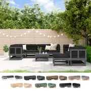 Outdoor Lounge Set with Cushions Sofa and Table 10 Piece Solid Wood vidaXL