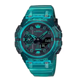 【CASIO 卡西歐】G-SHOCK 藍牙連線 碳纖維核心防護雙顯手錶-土耳其藍 GA-B001G-2A