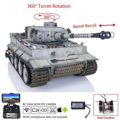 Henglong 1/16 7.0 Plastic RTR BB IR RC Tank Tiger I 3818 Manual Spray Smoke