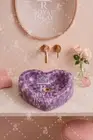 12" Heart Shaped Amethyst Crystal Sink | vanity Hand-Carved Stone Wash Basin