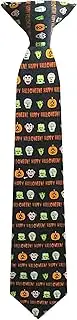 [Jacob Alexander] Boys' Prep Happy Halloween Monsters Frankenstein Mummy Witches Jack-O-'Lantern 14 inch Clip-On Neck Tie