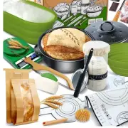 Premium Sourdough Baking Supplies: 34 oz Starter, Silicone Baskets & Recipe Book