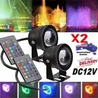 2X 10W DC12V RGB LED Flood Light Garden Underwater Spotlight Remote Control Lamp