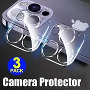 3 Pcs 9H Tempered Glass Back Camera Lens Screen Protector for iPhone 15 14 Pro Max 15 14 Plus 14 Full Cover Camera Protection Glass for iPhone 11 12 13 Pro Max