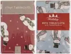 Snowmen in Plaid Scarves Amid Snowflakes Vinyl Tablecloth Var Sizes/Colors